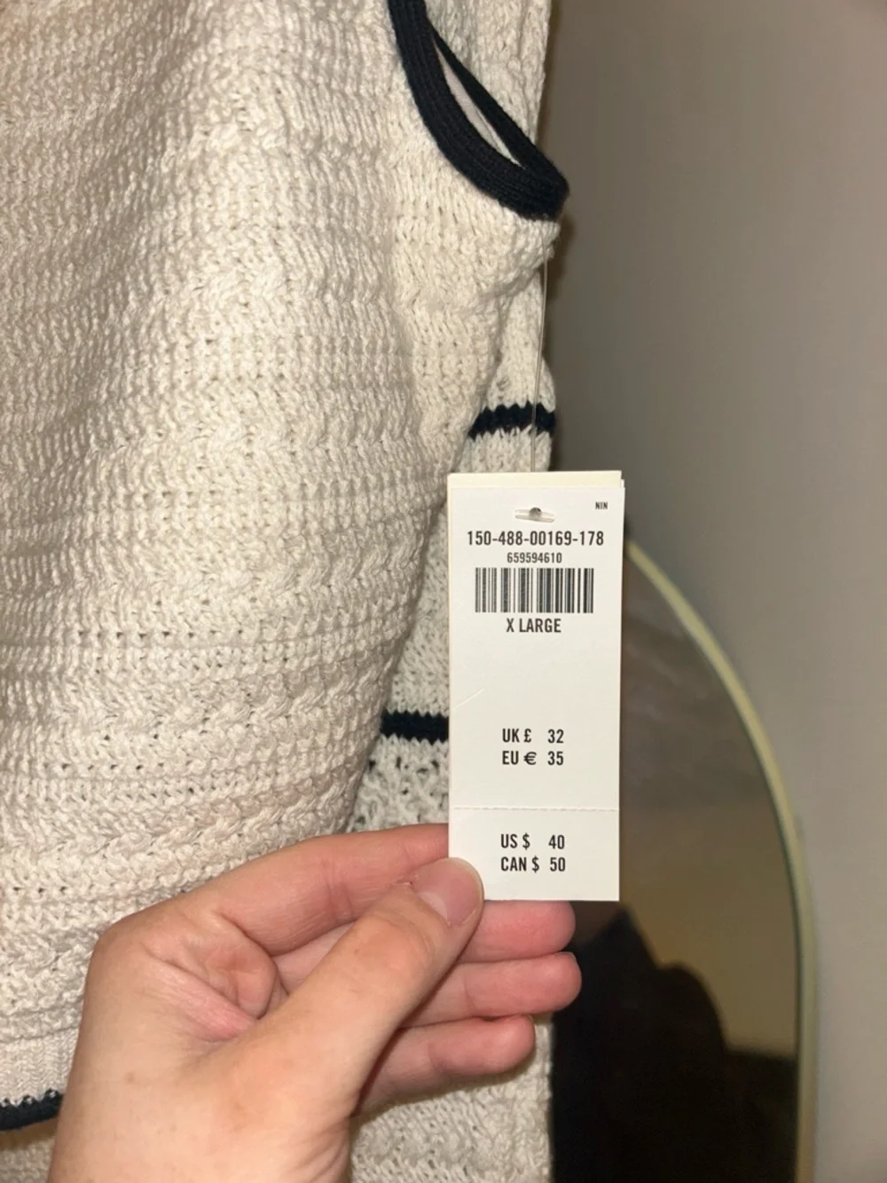 Abercrombie & Fitch Cream Maxi Skirt with Black Trim